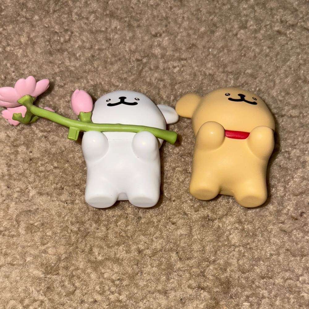 Adorable White and Tan Animal Toy Set